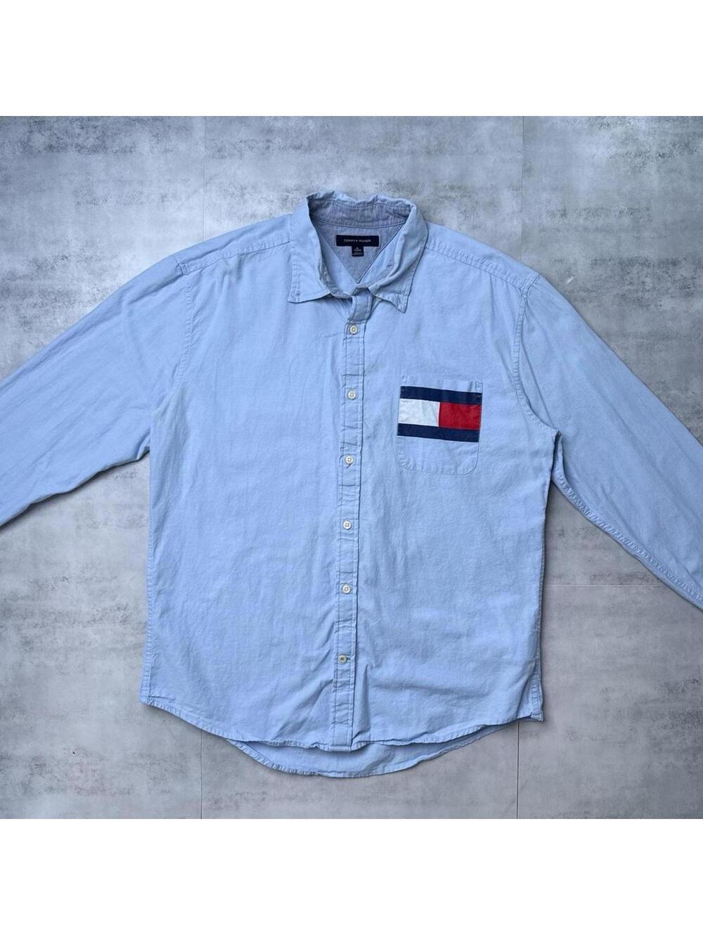 Y2K Tommy Hilfiger 00s Blue button up shirt